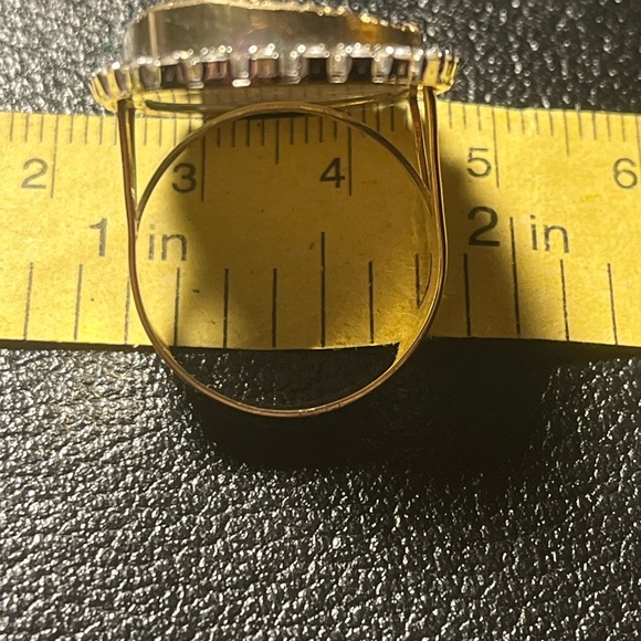 Milor 14K Yellow Gold Druzy & White Topaz Ring with druzy set of earrings. - Picture 10 of 13